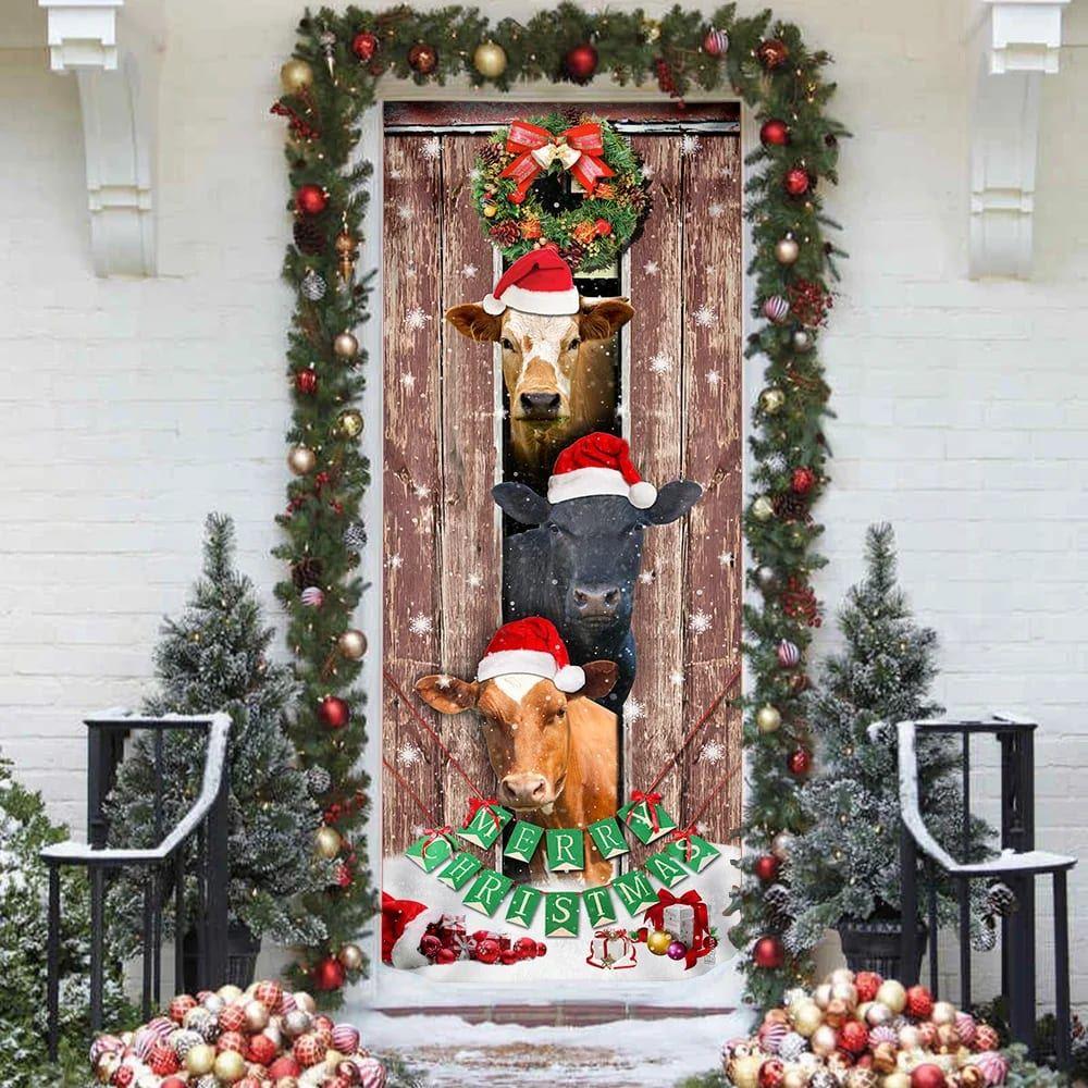 Christmas Door Cover, Moo-ry Christmas Cow Door Cover, Xmas Door Covers, Christmas Door Coverings