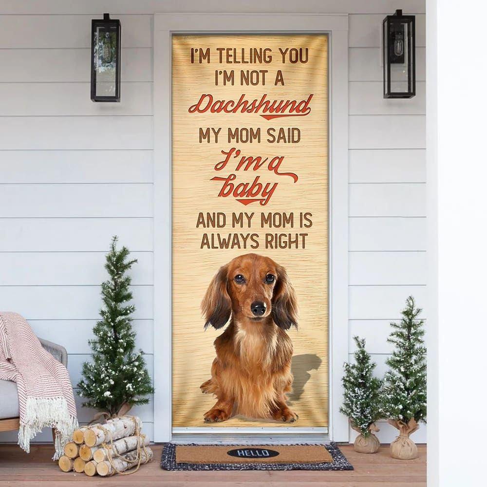 Christmas Door Cover, My Mom Said I’m A Baby Dachshund Door Cover, Christmas Gift For Dog Lover