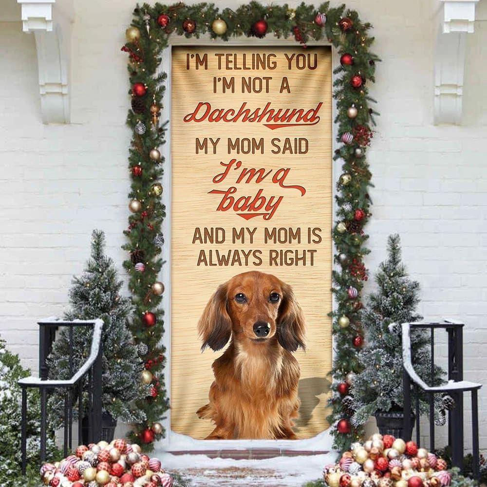 Christmas Door Cover, My Mom Said I’m A Baby Dachshund Door Cover, Christmas Gift For Dog Lover