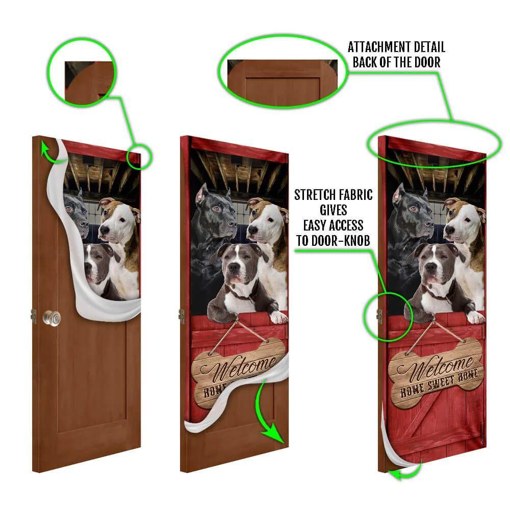 Christmas Door Cover, Pit Bull Home Sweet Home Door Cover, Christmas Gift For Dog Lover