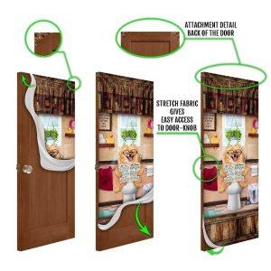 Christmas Door Cover Pomeranian Puppy Sitting On A Toilet Door Cover Christmas Gift For Dog Lover 4 om5hca.jpg