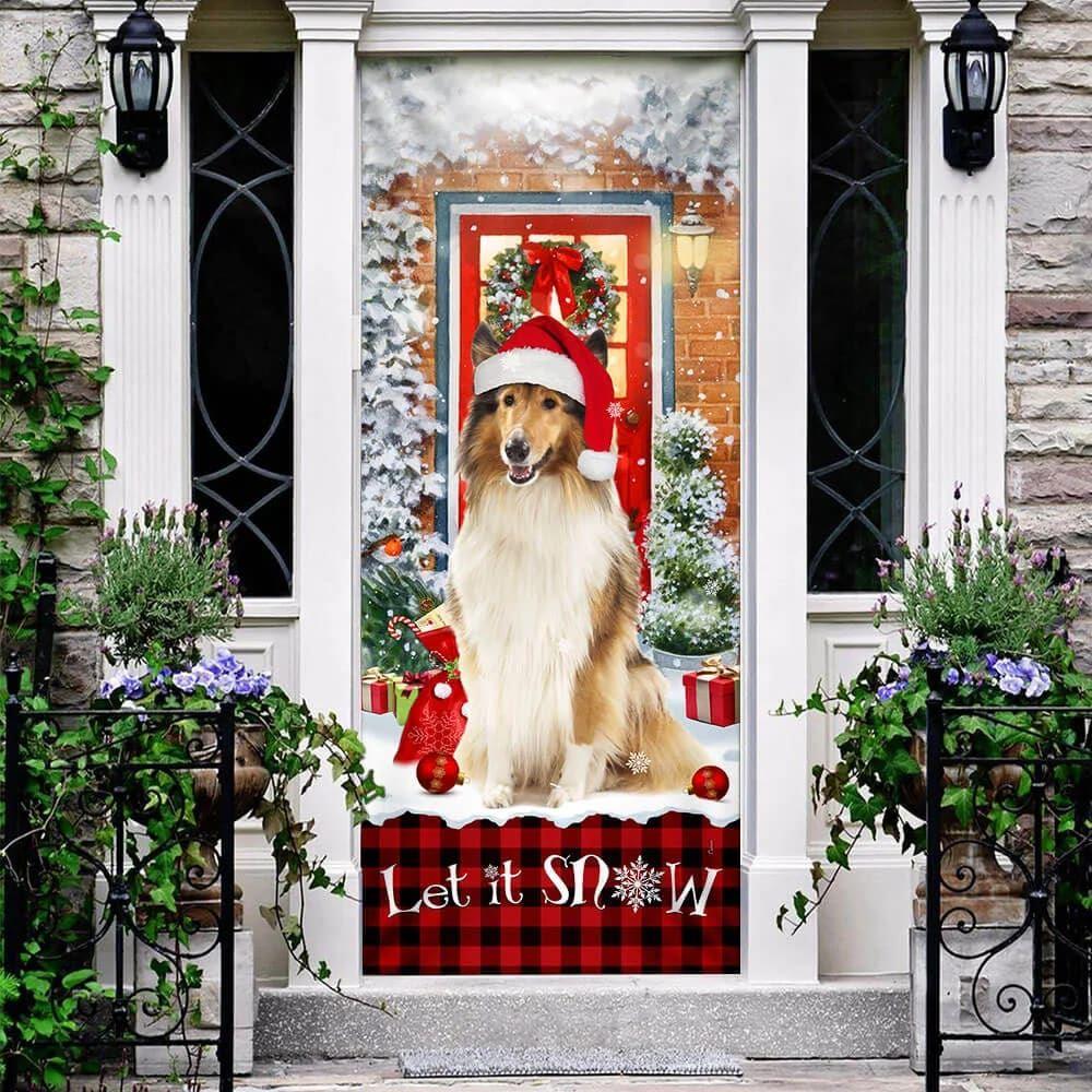 Christmas Door Cover, Rough Collie Mery Christmas Door Cover