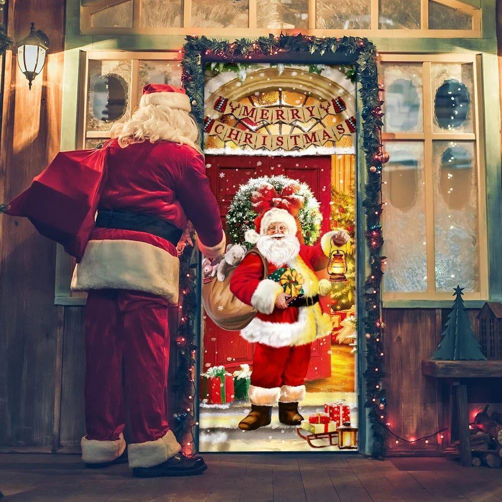 Christmas Door Cover, Santa Claus Christmas Door cover Home Decor