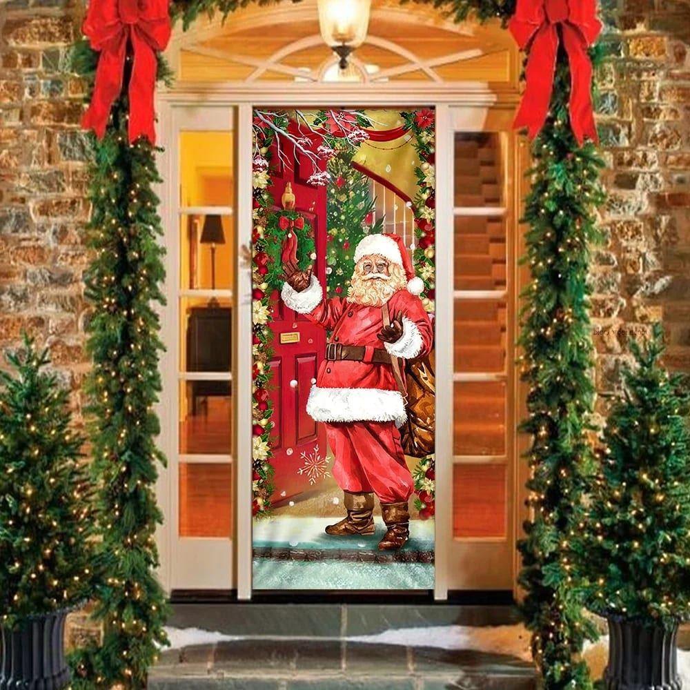 Christmas Door Cover, Santa Claus Christmas Is Coming Door Cover