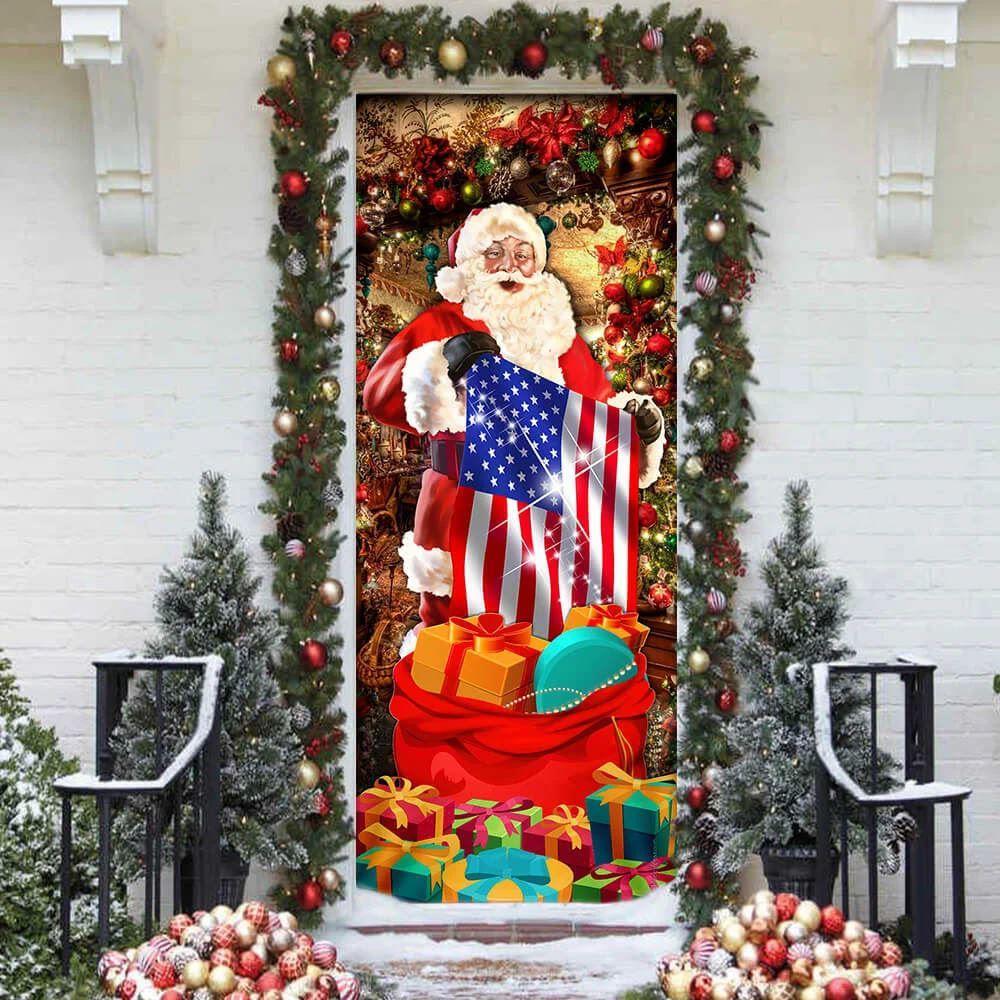 Christmas Door Cover, Santa Laughing Door Cover, American Christmas Door Cover