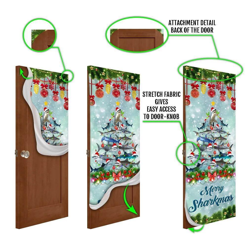 Christmas Door Cover, Shark Christmas Tree Door Cover, Merry Sharkmas Door Cover Christmas Door Cover, Shark Christmas Tree Door Cover, Merry Sharkmas Door Cover