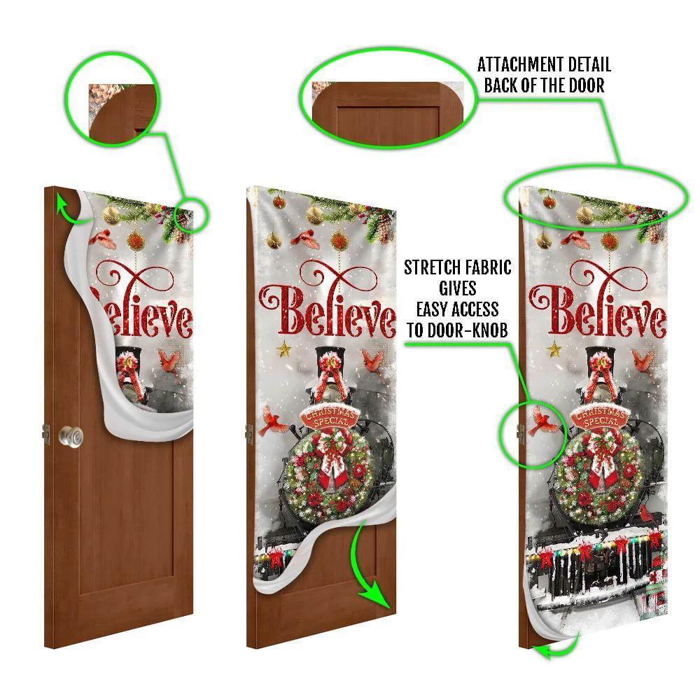 Christmas Door Cover, Train Christmas Believe Door Cover