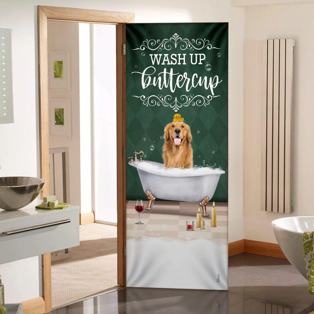 Christmas Door Cover, Wash Up Buttercup Golden Retriever Door Cover, Christmas Gift For Dog Lover