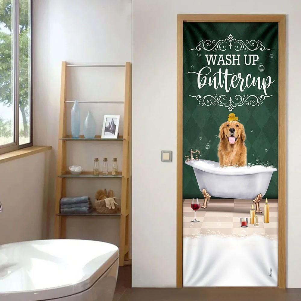 Christmas Door Cover, Wash Up Buttercup Golden Retriever Door Cover, Christmas Gift For Dog Lover