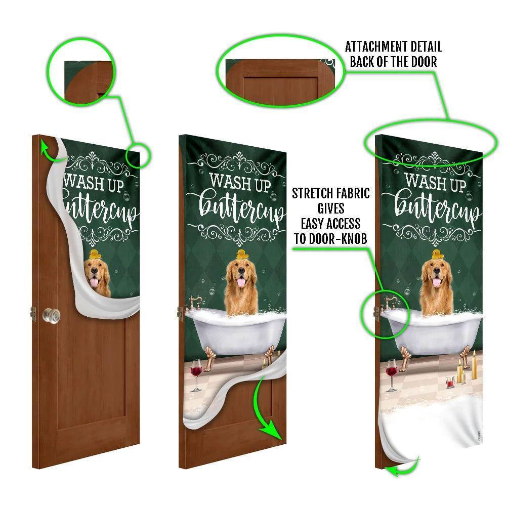 Christmas Door Cover, Wash Up Buttercup Golden Retriever Door Cover, Christmas Gift For Dog Lover