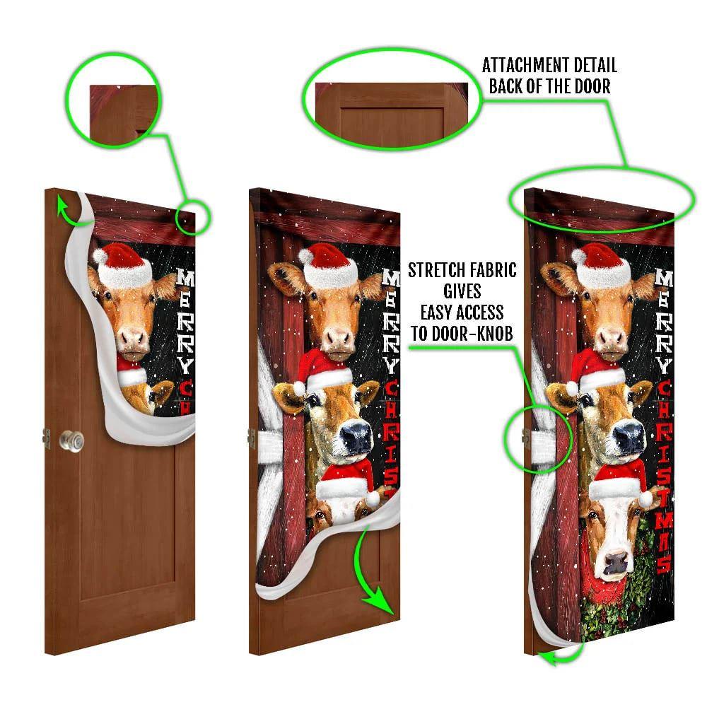 Christmas Farm Decor, Cattle Cow Merry Christmas Door Cover, Front Door Christmas Cover Christmas Farm Decor, Cattle Cow Merry Christmas Door Cover, Front Door Christmas Cover