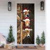 Christmas Farm Decor, Christmas Cow Door Cover, Door Christmas Cover