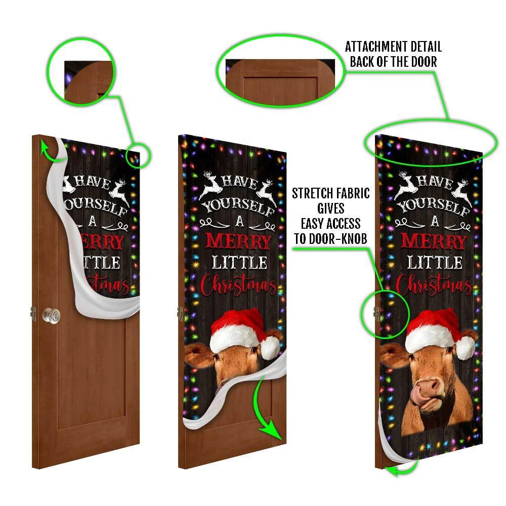 Christmas Farm Decor, Cow Cattle Door Cover Have Yourself A Merry Little Christmas, Cow Lover Gifts Christmas Farm Decor, Cow Cattle Door Cover Have Yourself A Merry Little Christmas, Cow Lover Gifts