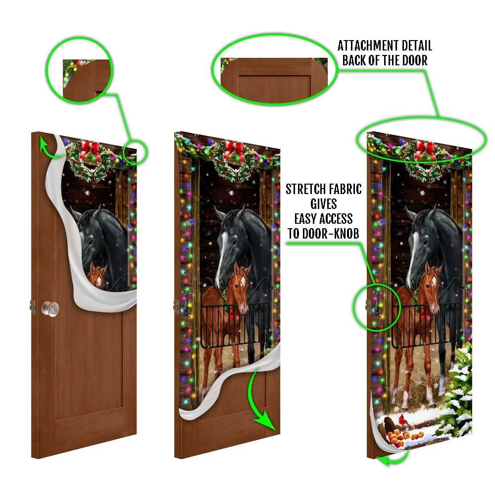 Christmas Farm Decor, Horse Christmas Door Couple Happy Couple, Christmas Horse Decor