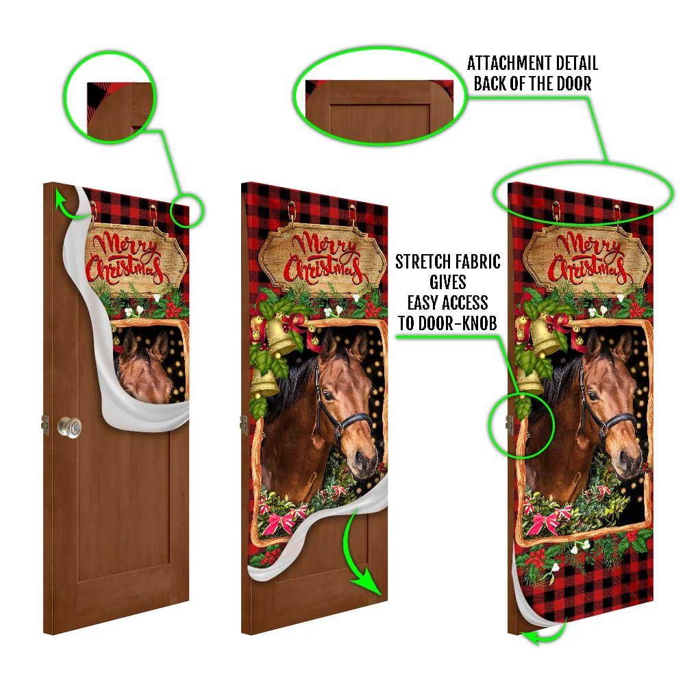 Christmas Farm Decor, Horse Christmas Door Cover, Christmas Horse Decor, Unique Gifts Doorcover