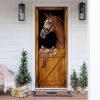 Christmas Farm Decor, Horse Door Cover, Merry Christmas Door Cover, Christmas Horse Decor