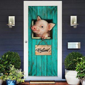 Christmas Farm Decor, Pig Welcome Door Cover,&hellip;