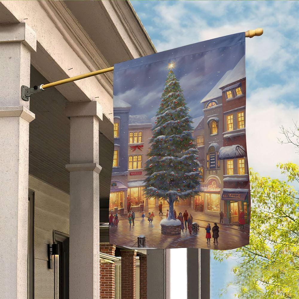 Christmas Flag, Christmas Tree Between Apartments Christmas Tree Xmas Garden Flag, Christmas Garden Flags, Christmas Outdoor Flag