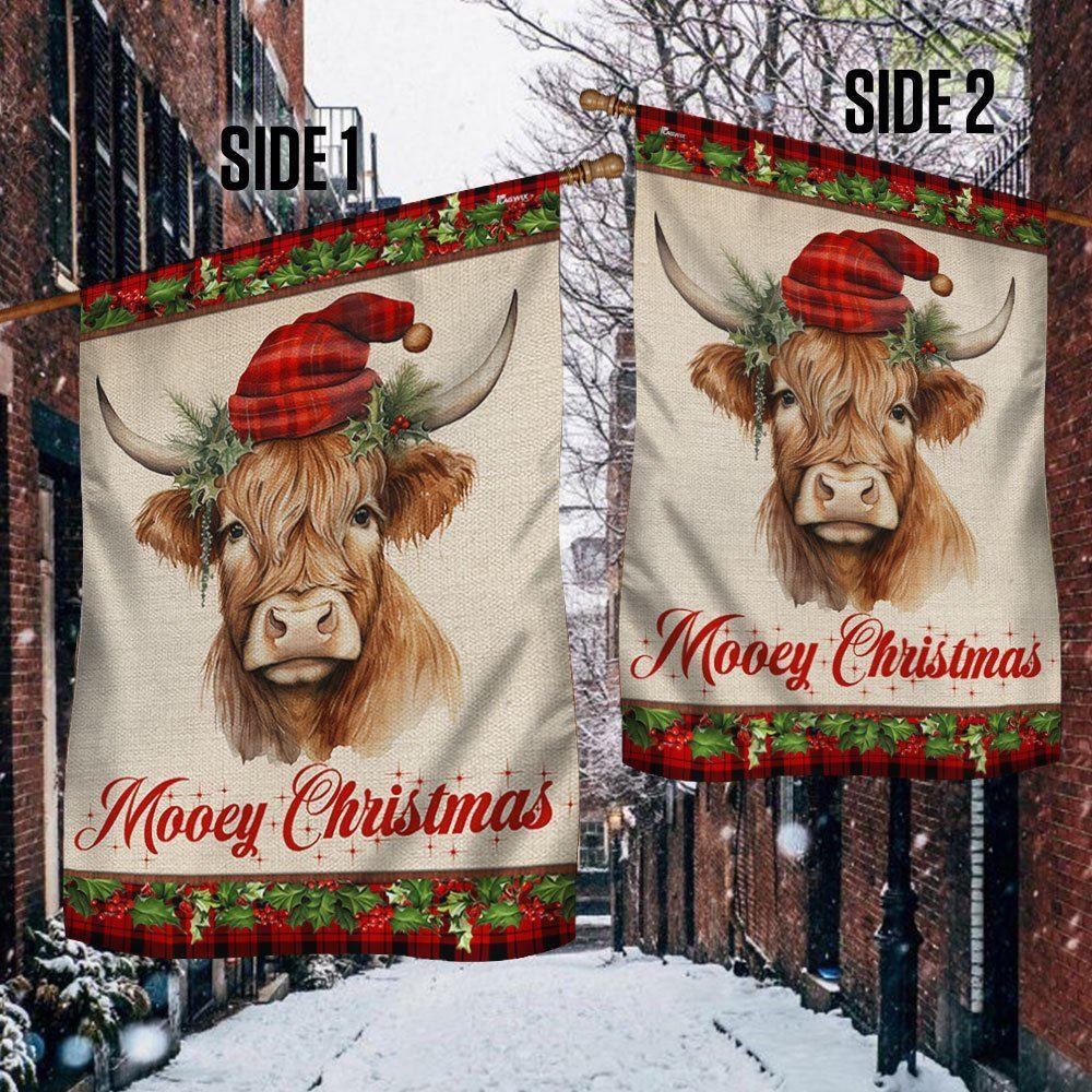 Christmas Flag, Highland Cow Fluffy Cow Christmas Flag, Christmas Garden Flags, Christmas Outdoor Flag
