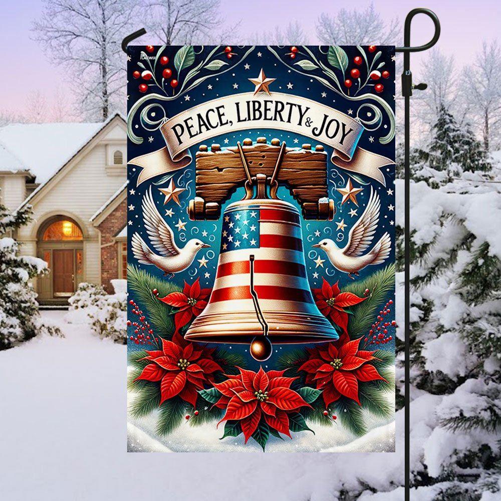 Christmas Flag, Liberty Bell Christmas Flag, Christmas Garden Flags, Christmas Outdoor Flag
