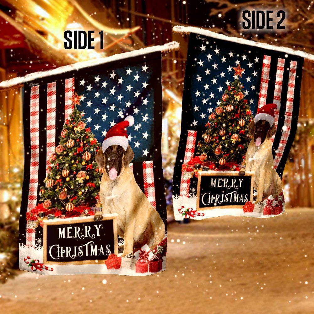 Christmas Flag, Merry Christmas English Mastiff Flag, Christmas Garden Flags, Christmas Outdoor Flag
