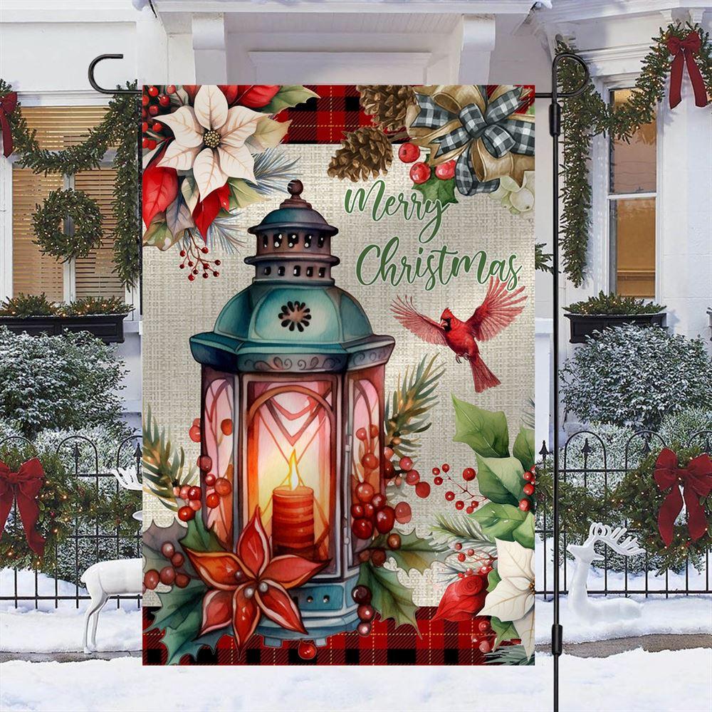 Christmas Flag, Merry Christmas Lantern And Bird Christmas Garden Flag, Christmas Garden Flags, Christmas Outdoor Flag