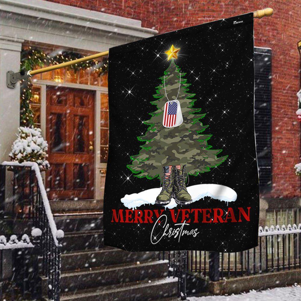 Christmas Flag, Merry Veteran Christmas Flag, Christmas Garden Flags, Christmas Outdoor Flag