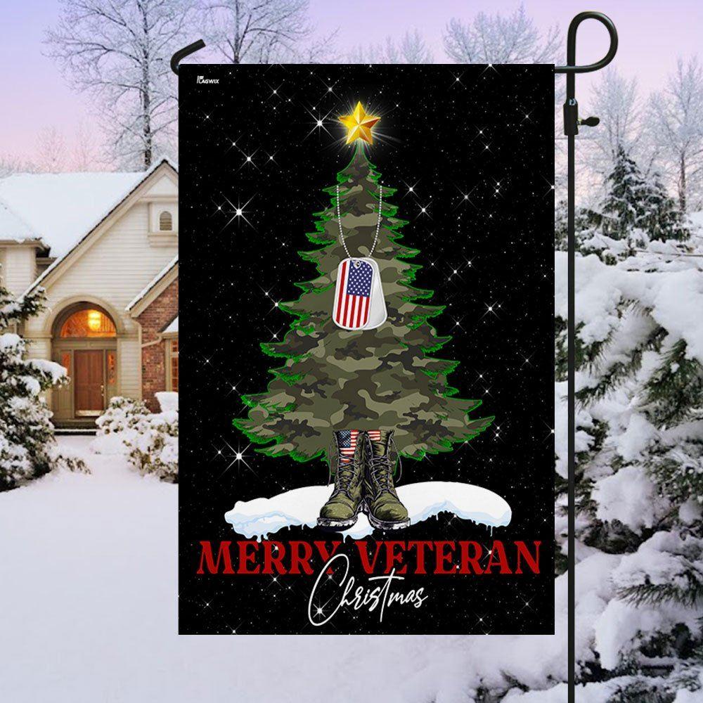 Christmas Flag, Merry Veteran Christmas Flag, Christmas Garden Flags, Christmas Outdoor Flag