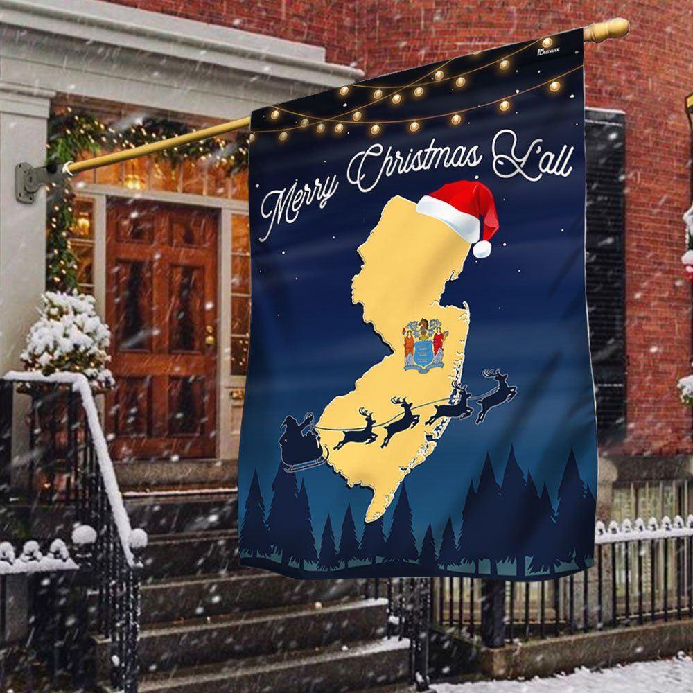 Christmas Flag, New Jersey Merry Christmas Y’all Flag, Christmas Garden Flags, Christmas Outdoor Flag