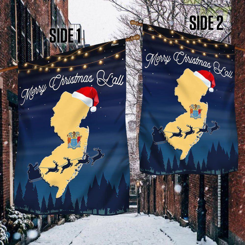 Christmas Flag, New Jersey Merry Christmas Y’all Flag, Christmas Garden Flags, Christmas Outdoor Flag