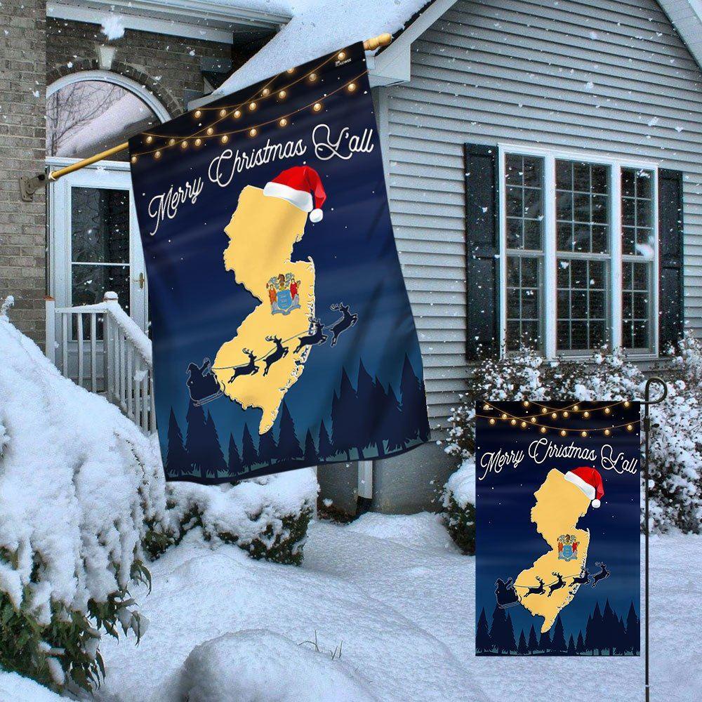 Christmas Flag, New Jersey Merry Christmas Y’all Flag, Christmas Garden Flags, Christmas Outdoor Flag