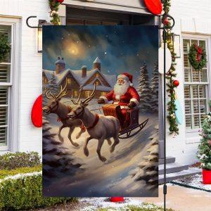 Christmas Flag, Reindeer Pulling Santa Claus Santa&hellip;
