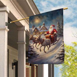 Christmas Flag, Reindeer Pulling Santa Claus Santa&hellip;