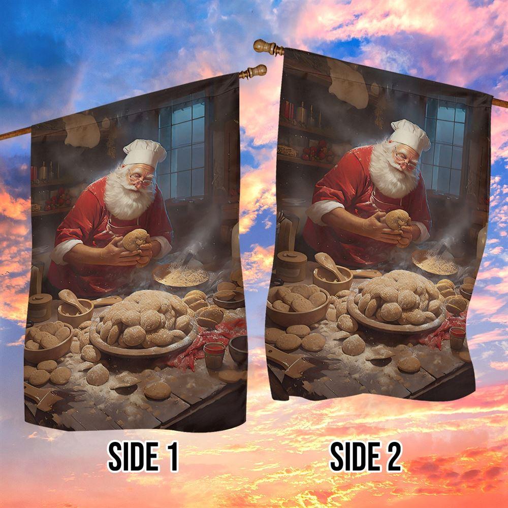 Christmas Flag, Santa Claus Is Making Cookies Santa Claus Xmas Garden Flag, Christmas Garden Flags, Christmas Outdoor Flag