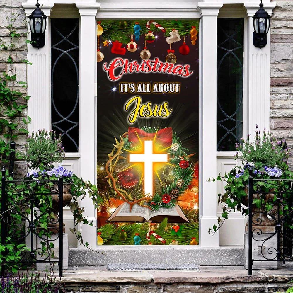 Christmas It’s All About Jesus Door Cover, Jesus Christmas Decor, Gift For Christian