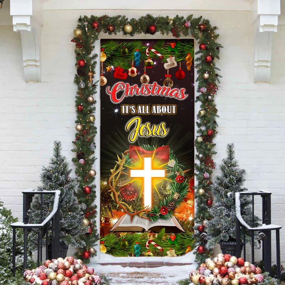 Christmas It’s All About Jesus Door Cover, Jesus Christmas Decor, Gift For Christian