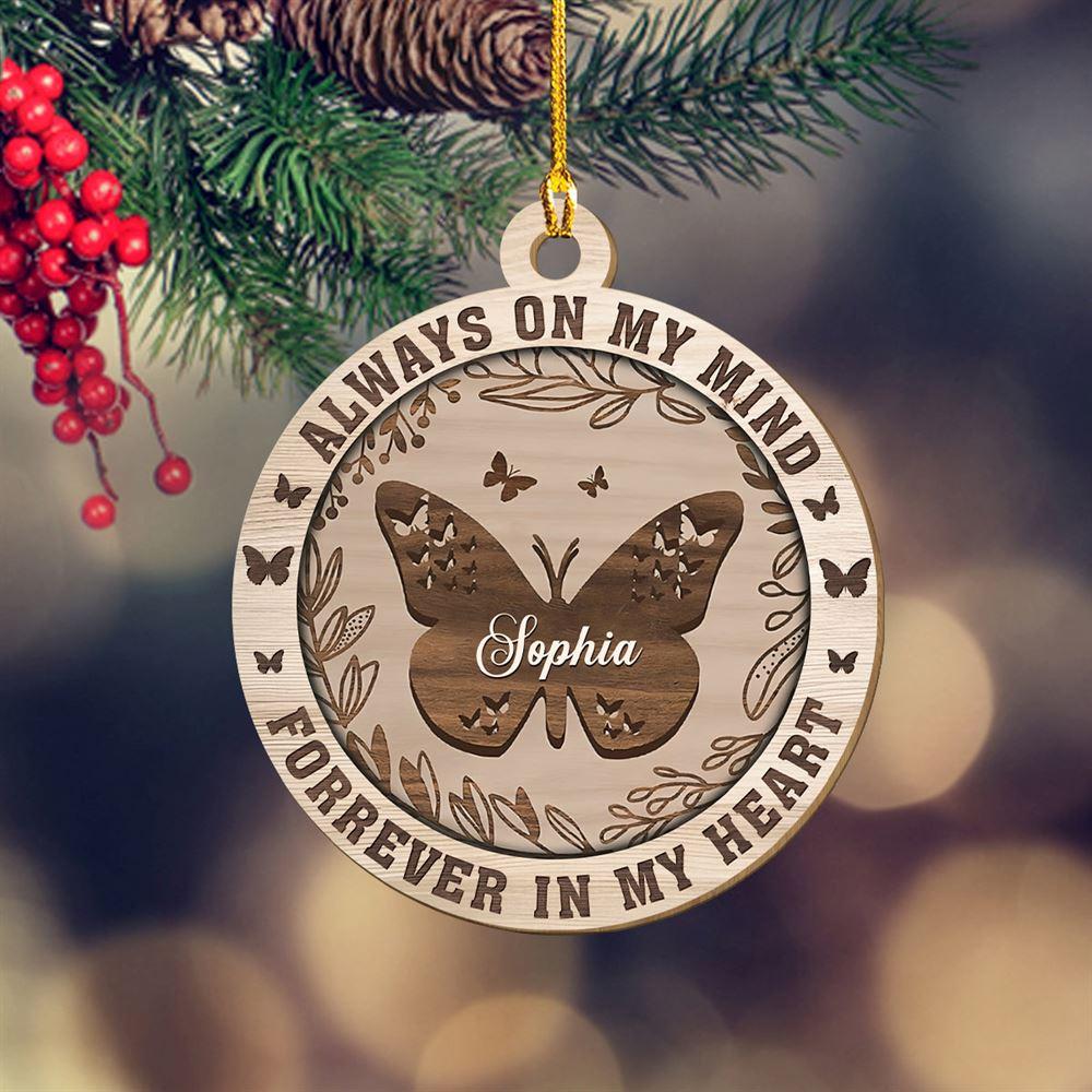 Christmas Ornament, Always On My Mind Forever In My Heart Wood Ornament, Christmas Ornaments 2023
