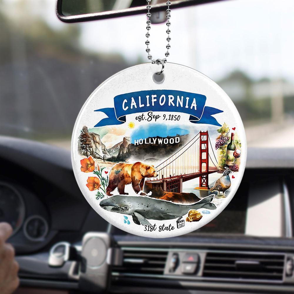 Christmas Ornament, California State Themes And Landmarks Christmas Circle Ceramic Ornament, Christmas Ornaments 2023