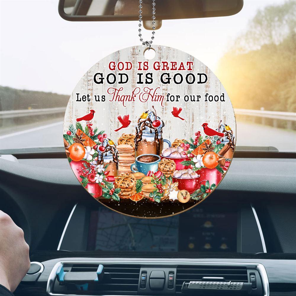 Christmas Ornament, God Is Great God Is Good Let Us Thank Him For Our Food Printed Wood Ornaments, Christmas Ornaments 2023