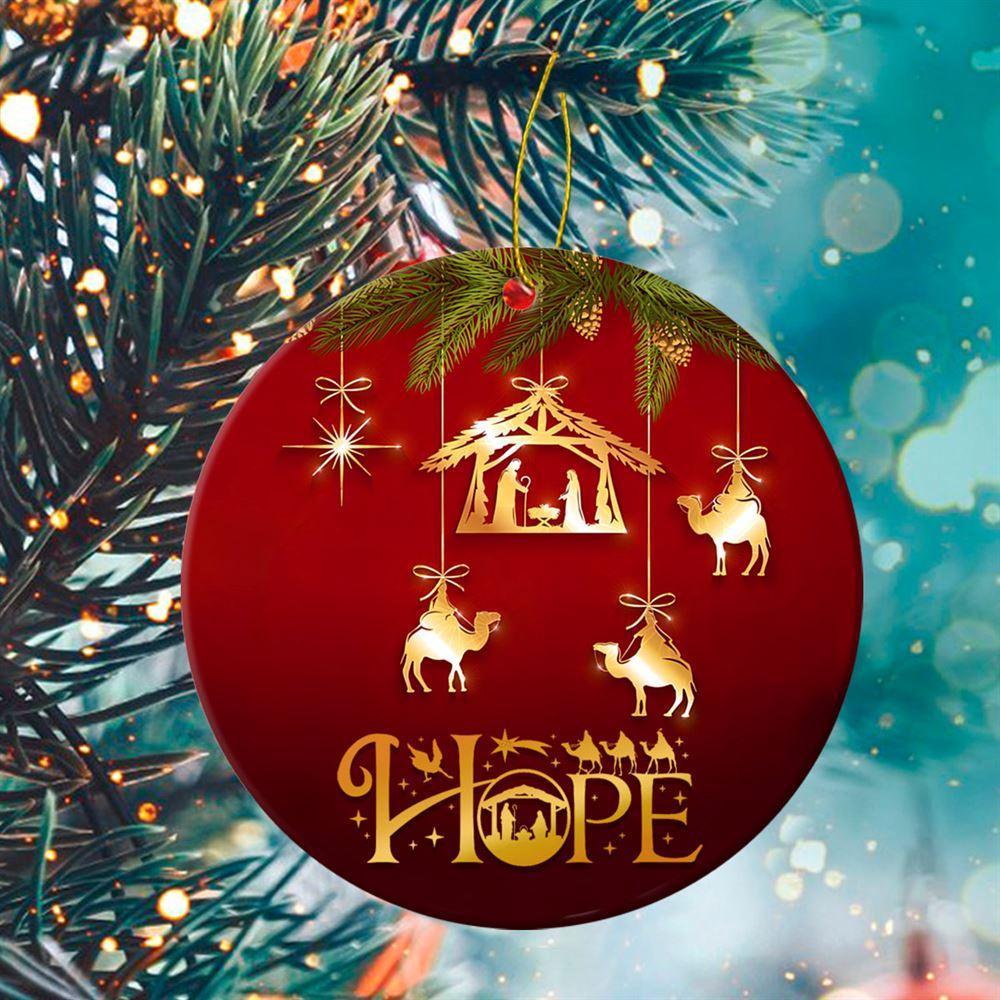 Christmas Ornament, Hope Merry Christmas Circle Ceramic Ornament, Christmas Ornaments 2023