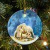 Christmas Ornament, Joseph Mary Christ Was Born Christmas Eve Circle Ceramic Ornament, Christmas Ornaments 2023