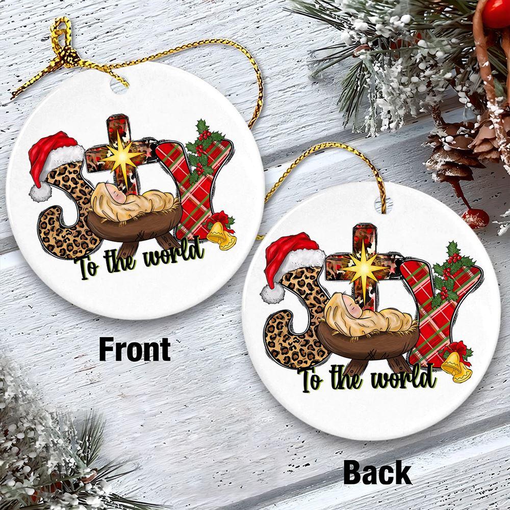 Christmas Ornament, Joy To The World Circle Ceramic Ornament, Christmas Ornaments 2023