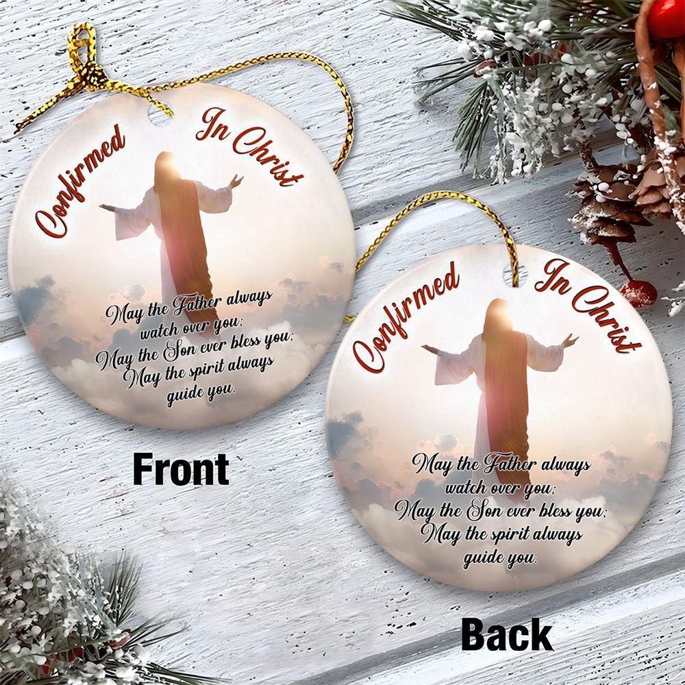 Christmas Ornament, May the Father Watch Over You Circle Ceramic Ornament, Christmas Ornaments 2023