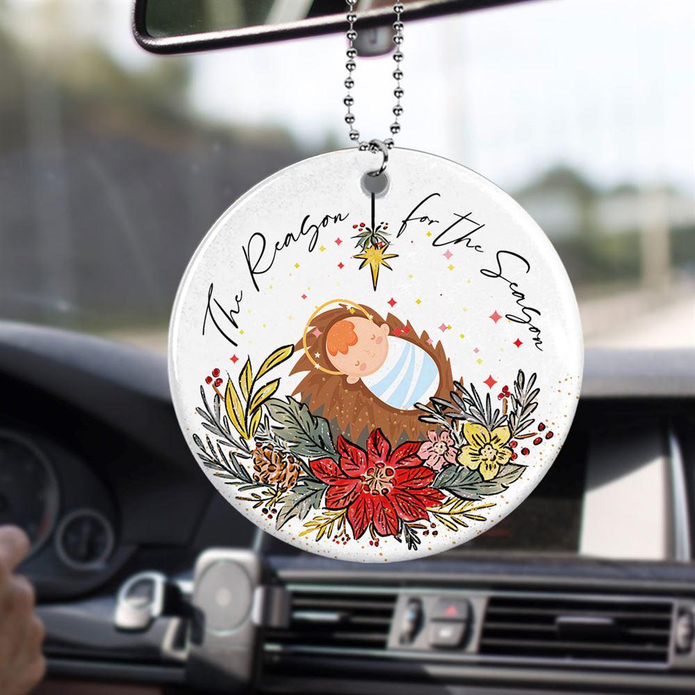 Christmas Ornament, The Reason For The Season Jesus Circle Ceramic Ornament, Christmas Ornaments 2023