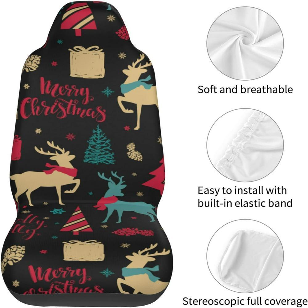 Christmas Reindeer Car Seat Covers Vehicle Front Seat Covers, Christmas Car Seat Covers
