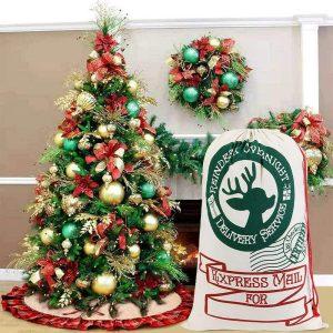 Christmas Sack, Christmas Green Reindeer Sacks, Xmas Santa Sacks, Christmas Tree Bags, Christmas Bag Gift