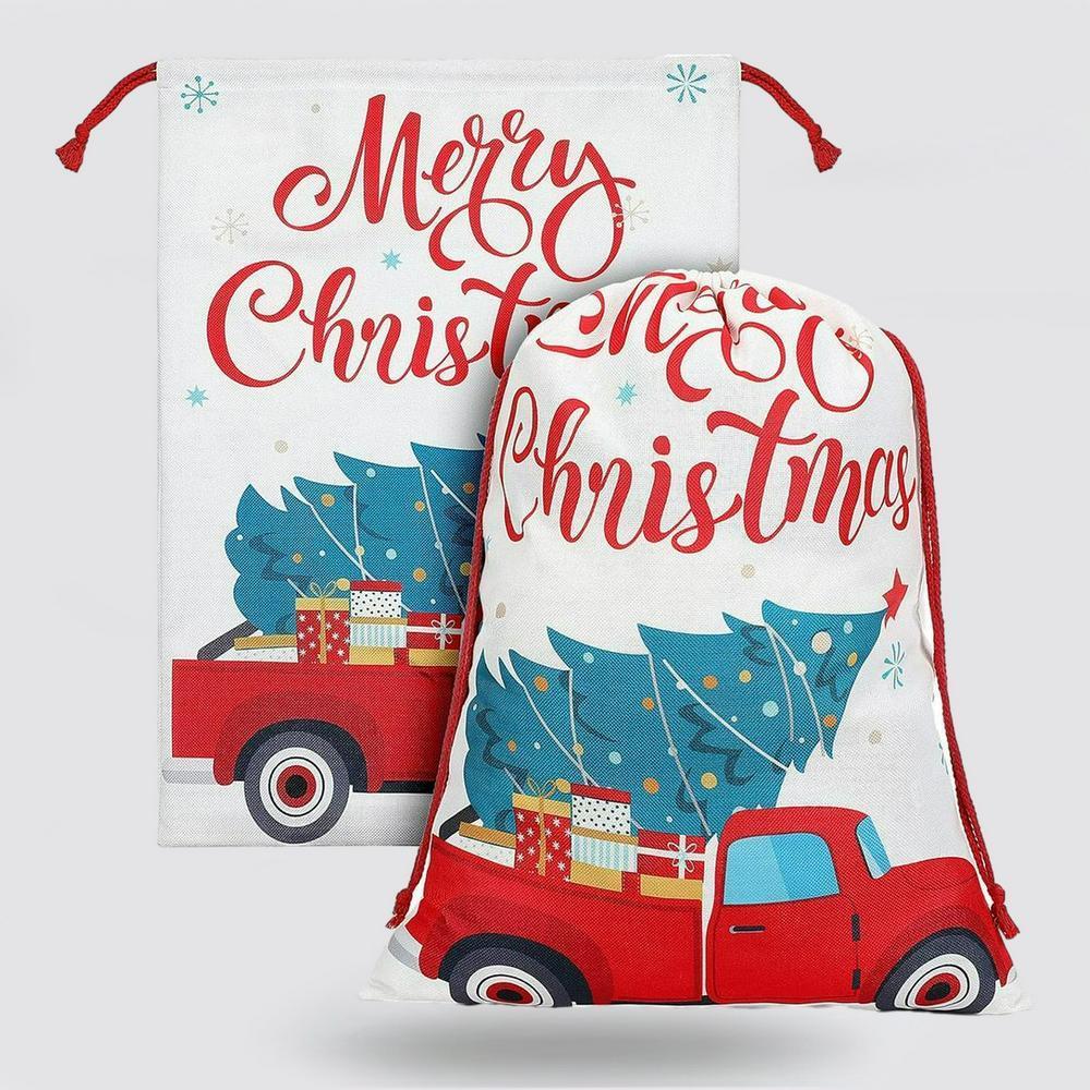 Christmas Sack, Red Car With Tree Christmas Sacks, Xmas Santa Sacks, Christmas Tree Bags, Christmas Bag Gift Christmas Sack, Red Car With Tree Christmas Sacks, Xmas Santa Sacks, Christmas Tree Bags, Christmas Bag Gift