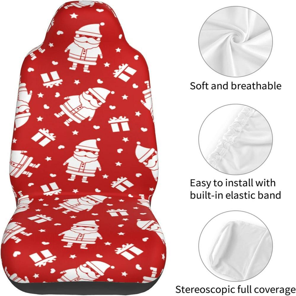 Christmas Santa Gifts Car Seat Covers Vehicle Front Seat Covers, Christmas Car Seat Covers