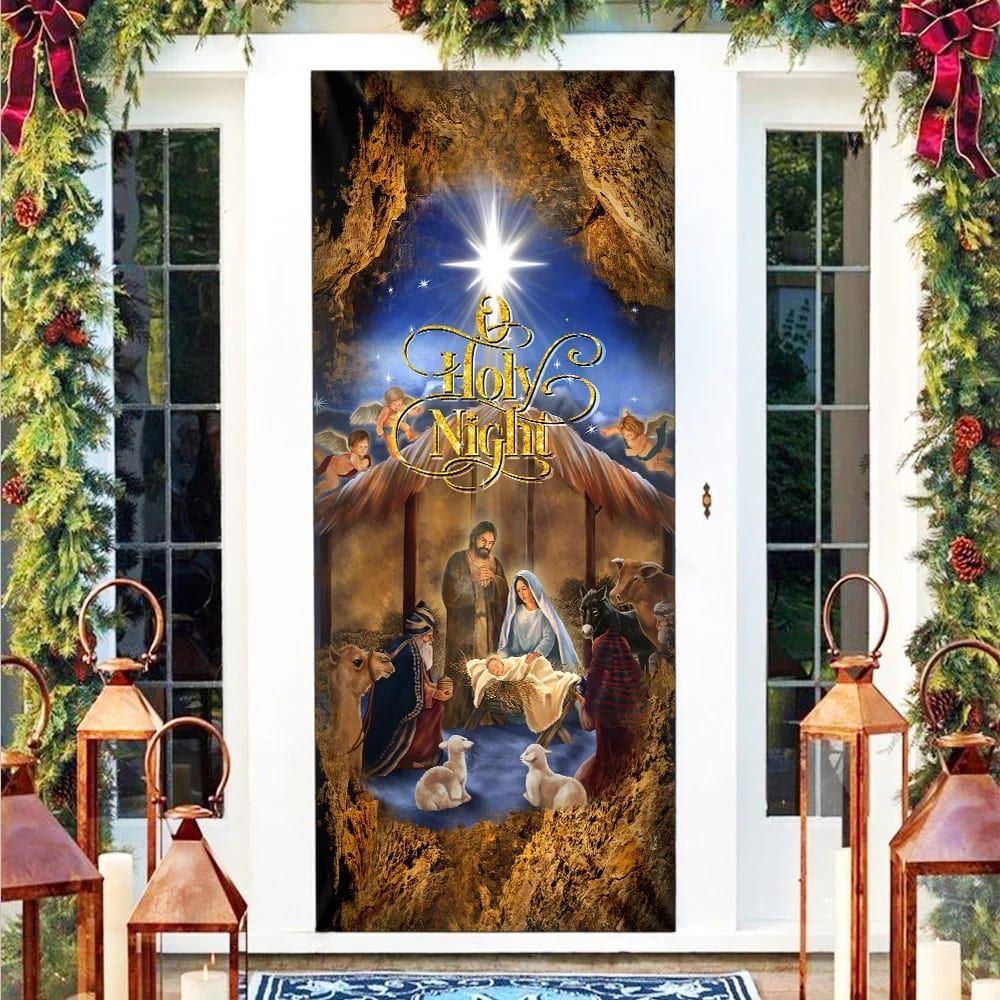 Christmas Silent Night Door Cover Jesus Is Born, Door Christmas Cover, Gift For Christian Christmas Silent Night Door Cover Jesus Is Born, Door Christmas Cover, Gift For Christian