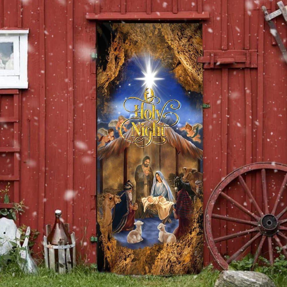 Christmas Silent Night Door Cover Jesus Is Born, Door Christmas Cover, Gift For Christian Christmas Silent Night Door Cover Jesus Is Born, Door Christmas Cover, Gift For Christian